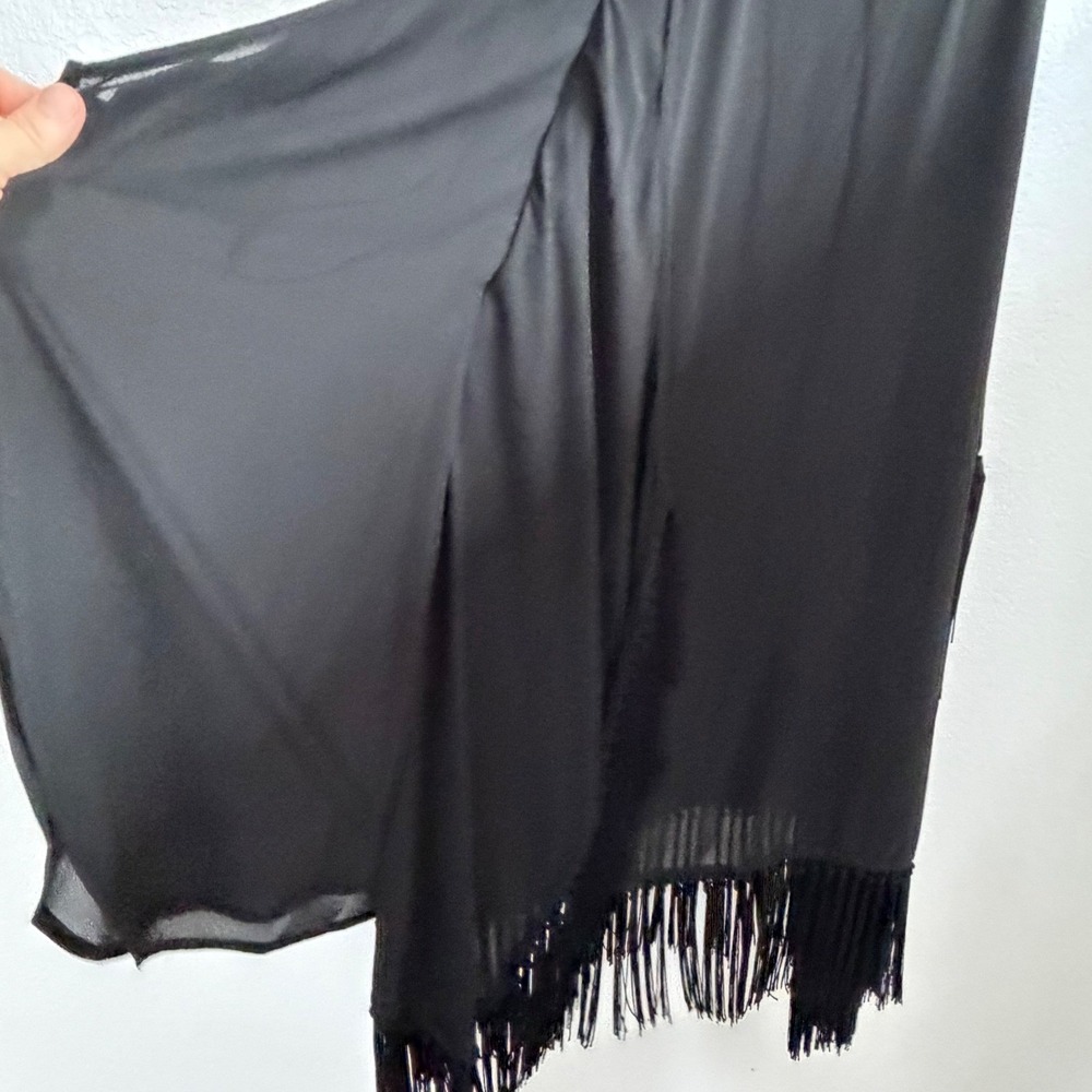 Michael Kors Black Fringe Halter Dress Chain Neck LBD XS dressy party NWT $195 - Picture 11 of 11